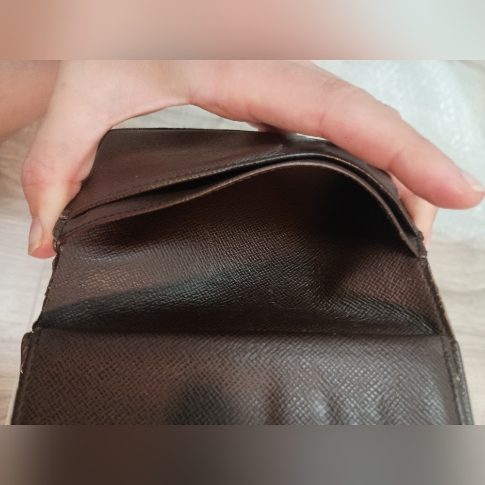 Auth Louis Vuitton LV Damier Vienois Wallet w/ Gold Fittings Canvas Brown - Picture 11 of 16